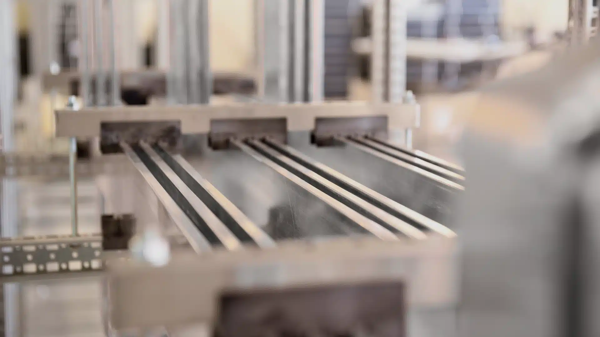 Tin-plated copper busbars installed in an industrial electrical system