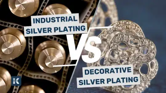 Side-by-side comparison showing industrial silver plated components and decorative silver jewellery