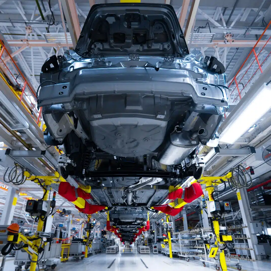 assembly line car with electroplated parts