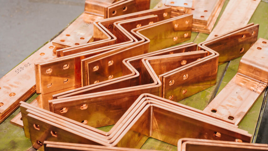Copper Busbars Laid Out